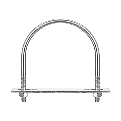 Image of uxcell Round U-Bolts, 102mm(4.02 inch) Inner Width 129mm Length M8 304 Stainless Steel U Clamp Bolt with Nuts Washers and Plates, for Boat Trailer