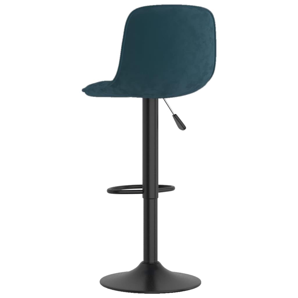 Lot de 2 tabourets de bar en velours bleu, réglables en hauteur, pivotants, avec repose-pieds, pour cuisine, salle à manger, salon et restauration, rembourré, structure stable, peu encombrant