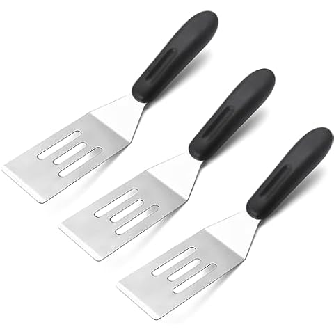 3 Pack Mini Spatula,Small Metal Spatula,Cooking and Baking,Stainless Steel Brownie Spatula with Non-Slip Handle for kitchen Use (3) Cover