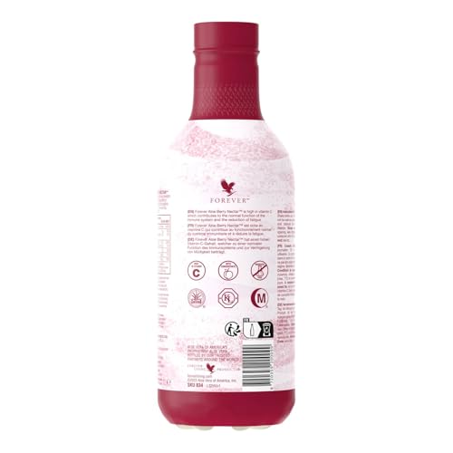 Forever Living Products Aloe Berry Nectar PET, 1000ml, Cranberry-Apple Flavored Aloe Vera Gel, 90.7% pure inner leaf Aloe Vera gel, No added preservatives, Gluten free