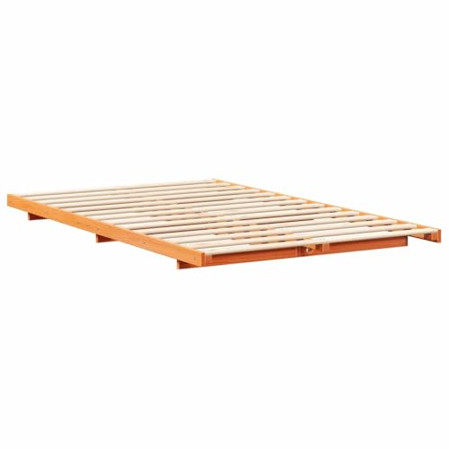 Bodenbettgestell Wachsbraun 120x190 cm, Massivholz Kiefer, Plattform Design, Robustes Bettgestell für Schlafzimmer, langlebiges Holz-Bett für 2 Personen – Bild 5