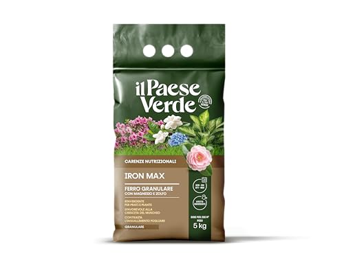 Immagine prodotto: Il Paese Verde Iron Max - Solfato Di Ferro Granulare Antimuschio Per Prato E Rinverdente Per Piante Con Azione Acidificante Terreno, Concime Prato Granulare Ricco Di Ferro, Magnesio E Zolfo - 5KG
