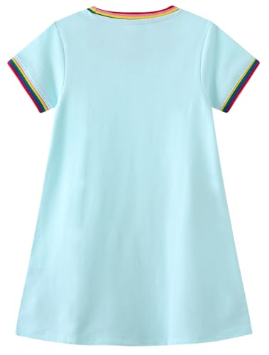 Hongshilian Little Girls Casual Cotton Dress Cartoon Print Short Sleeve Summer T-Shirt Skirt Dresses2