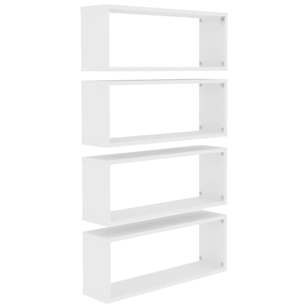 vidaXL 4x Wall Shelves Home Living Room Bedroom Furniture Set Wall-Mounted Floating Hanging Wall Display Shelf Wall Rack Set Chipboard White — image 1