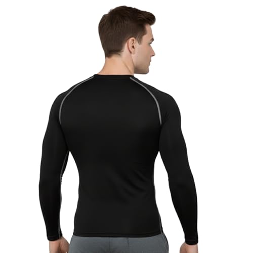 Image of NEVER LOSE Men's Compression Ultima T-Shirt Top Skin Tights Fit Lycra Inner Wear Full Sleeve for Gym Cricket Football Badminton Sports Combo (Pack of 2)