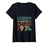 Photo Gallery legend since september 1974 birthday 1974 men women vintage maglietta con collo a v Photo Gallery legend since september 1974 birthday 1974 men women vintage maglietta con collo a v
