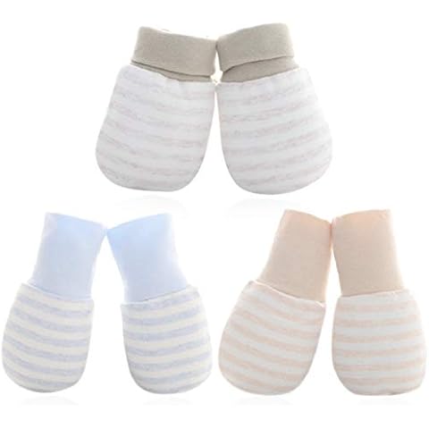 Chryvva 3 Pairs Baby Gloves Cotton No Scratch Mittens for Unisex (3-12Months) (3Colors) Cover