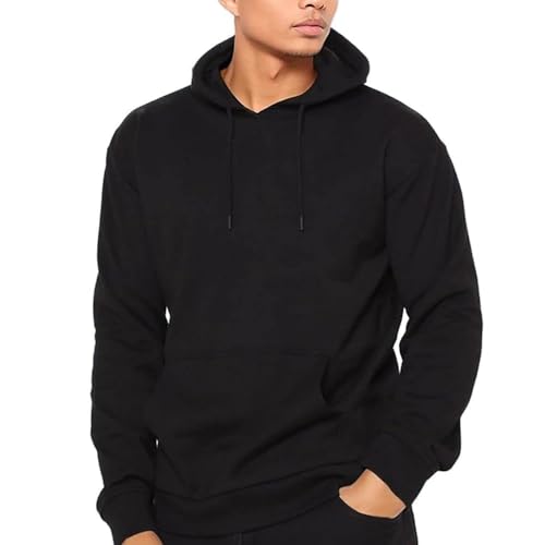 CRFANSHIRT Casual Unisex Hoodies Sweatshirt for Men Women Comfortable Lightweight Fleece Adult Pullover with Pockets Black XXL