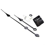 Mecanismo de reloj de pared silencioso, kit de reparación de movimiento de reloj de cuarzo con motor de eje largo de alto par y manecillas para panel de 50-60 cm (negro 2)
