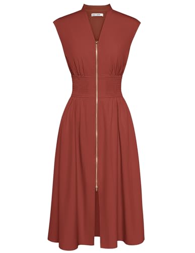 Image of GRACE KARIN Women's Elegant Dressy Dress Solid Split Dresses Casual Work Outfit Red 2XL