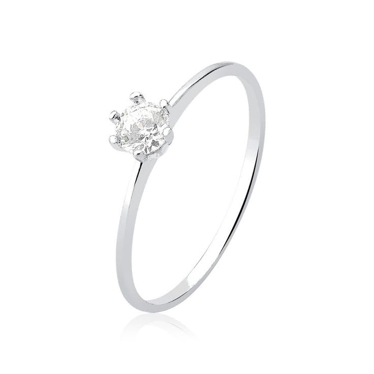 Anel Solitário Delicado De Luxo Prata 925