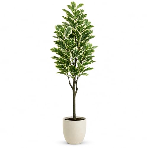 edihome, Planta Artificial Grande, Ficus Artificial 150 cm, Decorativas, Árbol, Decoración Hogar, para Interior, Oficina, Hoteles, Eventos – Planta Realista, (Ficus Lyrata, 150)