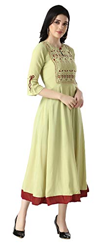 Image of OM SAI LATEST CREATION Women's Ruby Rayon Foil Printed Long Anarkali Kurti
