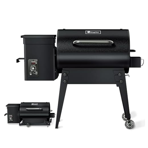 KingChii Portable Electric Wood Pellet Grill & Smoker with Foldable Legs, 456 SQ.IN Grill Capacity, 18LB Hopper, with PID Temperature Control (180-425°F) for Backyard Camping Bake and Roast, Black