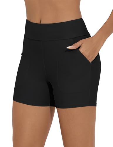 Bonneuitbebe Women's Swim Shorts High Waisted Bathing Suit Bottoms Swimwear Boyshort Swimming Swimsuit Board Shorts