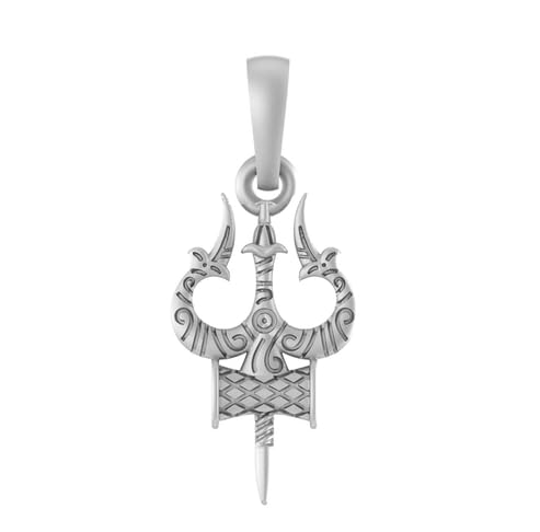 INDIA MADESterling Silver (92.5% purity) Spiritual Shiva Trishul Pendants for Men & Women Pure Silver Divine Shiva Trishul Locket for Good Health & Wealth - pm7007