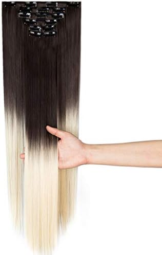 24"-26" Clip in Hair Extensions 6Pcs 16 Clips Curly Wavy Straight Thick Clip on Synthetic Hair Extension Hairpieces