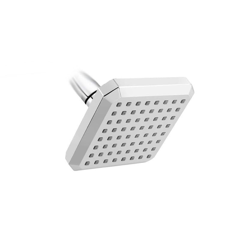 Image of HOUZA Square Shower Head for Bathroom | 4 Inch Single Flow Overhead Shower without Arm | Adjustable Bathroom Shower with Even Water Flow & Rust Resistant | Anti-Clog Silicone Nozzles for Wall Mounting