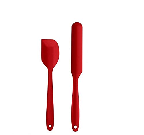 Spatlus Silicone Spatulas,Heat Resistant Non-Stick Flexible Rubber Scrapers Bakeware Tool Essential Cooking Gadget Spatula Small 20.6cm+Spatula Spreader/Butter Knife 24cm|Pack of 2 RED