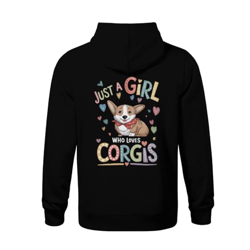 Kids Cute Just A Girl Who Loves Corgi Boys Girls Lightweight Kangaroo Pocket Hoodies3