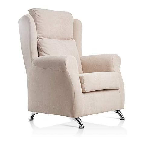 Sillón orejero Dulce con Patas metalicas tapizado en Tela Antimanchas Cover