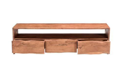 Image of The Attic Live Edge TV Cabinet|Solid Wood Sideboard TV Cabinet for Living Room|Classy Live Edge TV Cabinet|Wooden Free Standing TV Unit Side Board Table with Storage|Honey Matte Finish
