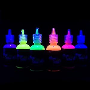 [6 x 28ml] iLC UV-Licht Bodypainting Schminke Schwarzlicht Körperfarbe für Body und Facepainting Fluoreszierende…