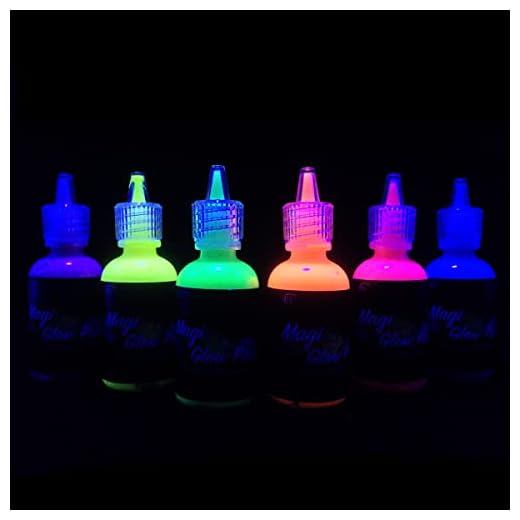[6 x 28 ml.] iLC Peinture Corporelle UV Maquillage Coloré Fluo Néon Kit Pour Lumière Noire