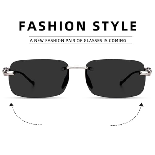 Image of IFLASH UV Protected Retro Rectangular Rimless Sunglasses for Men and Women