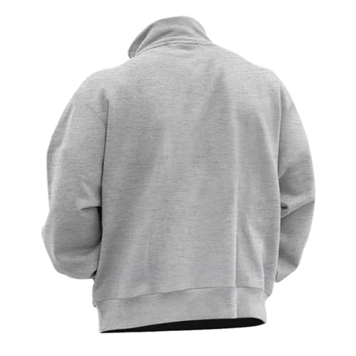 Men's Quarter Zip Up Pullover Fleece Sweatshirts Mock Neck Long Sleeve Sweaters Solid Color Casual Polo Sweatshirt Tops4