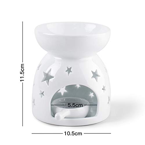 Bochee Bruleur Bougie en Céramique avec Coffret Cadeau, Brûleur Tartelette, Motif étoiles, Aromathérapie, Brûleur Huile Essentielle avec Porte-Bougie, pour Décoration Maison, Méditation, Idée Cadeau - Image 7