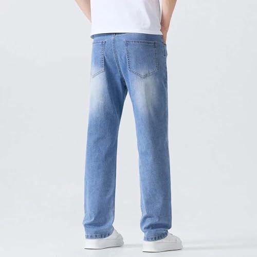 Men's Classic Straight Leg Denim Jeans Light Wash Casual Cotton Trousers2