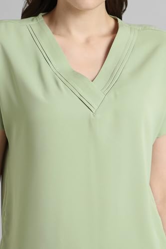 Image of Van Heusen Women's Polyester Regular Fit Half Sleeve V Neck Formal Top