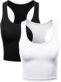 2 Pieces Basic Crop Tank Tops Women's Cotton Sleeveless Racerback Tank Top Camisole Sports Workout...