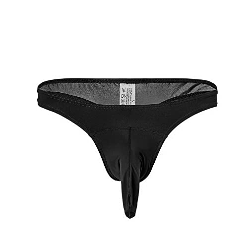 COMLIFE Men's G-string Underwear Ice Silk Elephant Nose Thong Low Waist Sexy Long Pouch Briefs