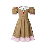 Ruikajia Girls Gingerbread Costume Girls Christmas Costume Cookie Girls Dress Christmas Gingerbread Dress 10 Years