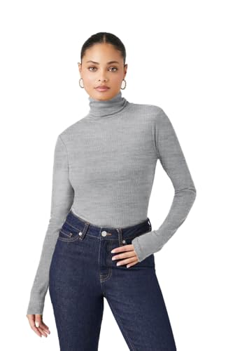 Image of Emmalise Womens Turtleneck Top Long Sleeves Fitted Ribbed Top
