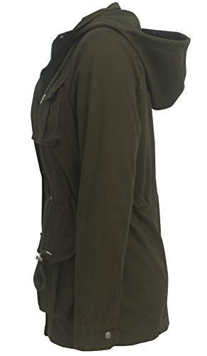 SheKiss Womens Zipper Up Safari Military Anorak Jackets Camouflage Lightweight Outwear Coat with Pockets, Army Green, XX-Large