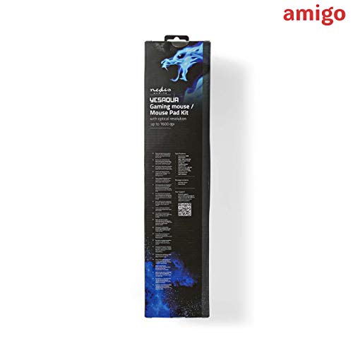 Image of Amigo Nedis USB Wired Gaming Mouse and Durable Mouse Pad Set with 6 Programmable Buttons 1600 DPI (Black)