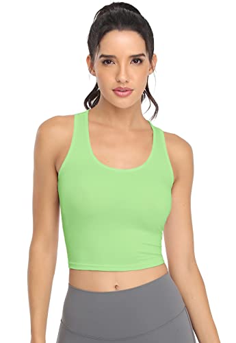 Image of Joviren Crop Tank Tops for Women Workout Cropped Athletic Shirts | 4 Pack Cotton Racerback Yoga Tops