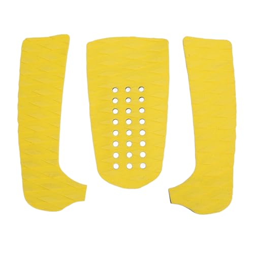 WOHPNLE Surfboard Traction Pads, 3PCS EVA Grip Pads Cuttable Surfboard Front Traction Pads Paddleboard Accessories for Longboard Shortboard Stability (Yellow)