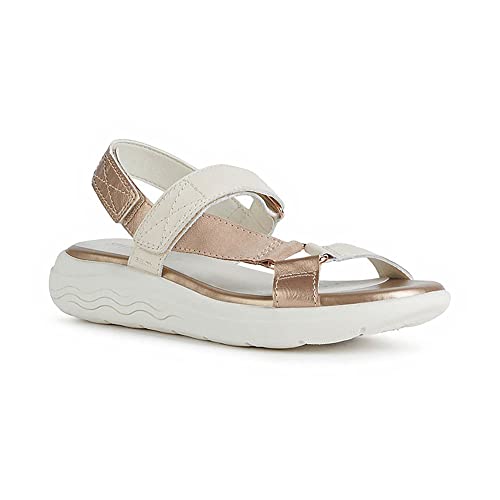 Geox D Spherica Ec5W A, Sandalias para Mujer, Multicolor (Cream/Dk Skin), 39 EU