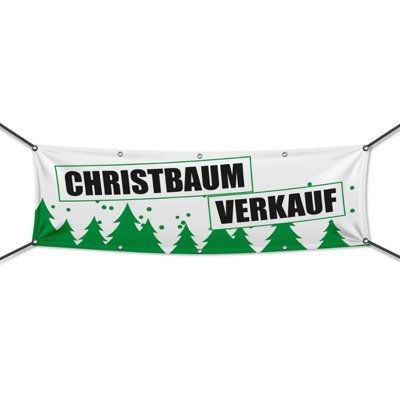 Preisvergleich Produktbild (PVC) Christbaumverkauf weiß Banner, Plane, Werbeschild, Weihnachten, Werbebanner, 300 x 100 cm, DRUCKUNDSO