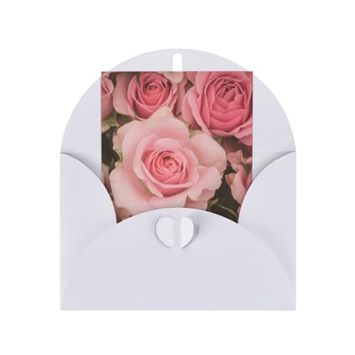 薄ピンク色の薔薇のテクスチャー 誕生日グリーティングカード 封筒付きクリスマスバースデーカード パーティー招待状クリスマスカード White