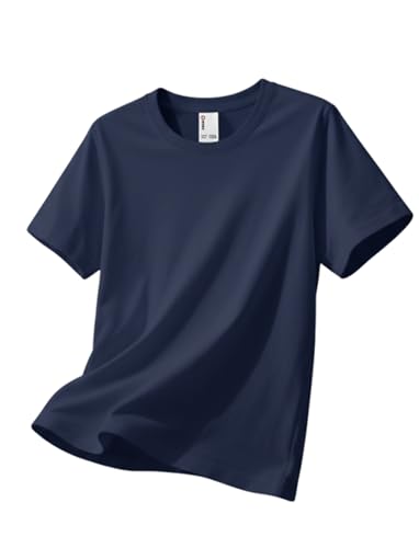 PATPAT Boys Navy Blue T Shirt Size 11-12 Cotton Crewneck Short Sleeve Basic Tees Navy Blue Shirts for Boy Little Boys Clothes