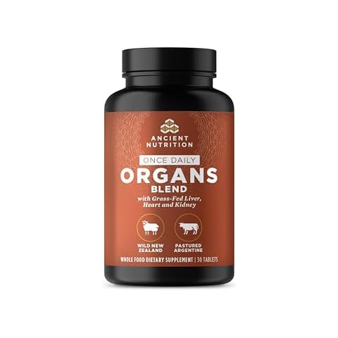 Ancient Nutrition Organ Supplements, Once Daily Grass-Fed and Wild Organ Complex Capsules, Liver, Heart, Kidney Supports Organ, Cognitive, and Immune System Health, 30 Ct Cover