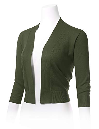 Image of Allsense Women's 3 /4 Sleeve Cropped Shrug Cardigan | Classic Bolero, Open-Front, Lightweight Soft Fine Knit Cover Up