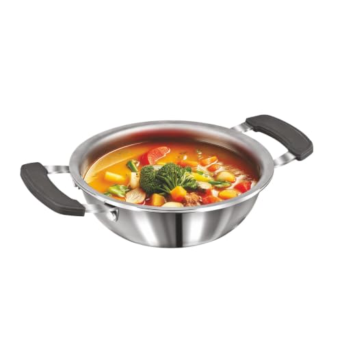 Image of SignoraWare Artista Triply Stainless Steel Cookware Mini Kadhai,(13cm, 530ml), Ideal for Pakoras, Saute Vegetables, Aloo Fry or Small Portions of Fritters, Best for Frying & Roasting Spices