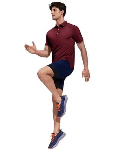 Image of MIER Polo Shirts for Men Short Sleeve Dry Fit Performance Golf Tennis Active Collared Shirts, UPF 50+ Sun Protection