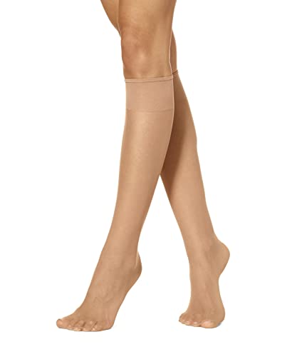 No Nonsense Women's Sheer Knee High Value Pack With Comfort Top, Tan - 12 Pair Pack, Regular #TOP1